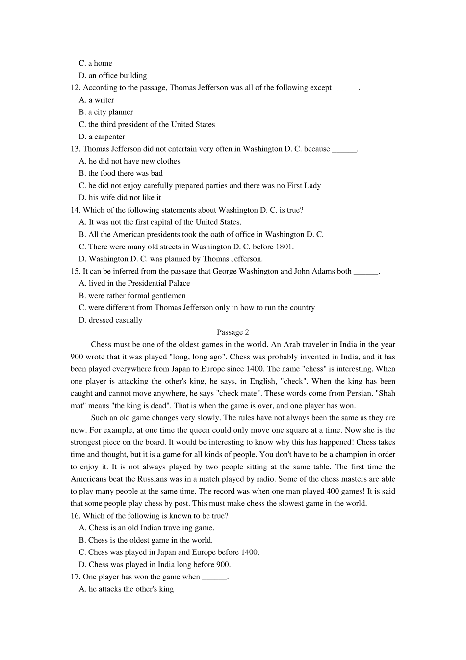 大学英语模拟题二及答案_第3页