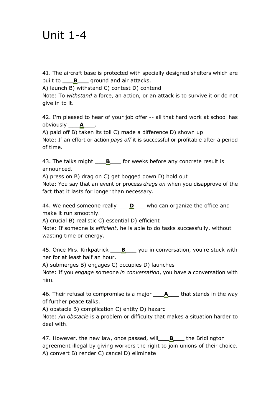 大学英语第四册testyourself词汇_第1页