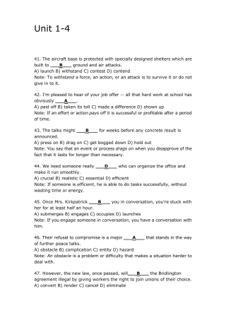 大学英语第四册testyourself词汇