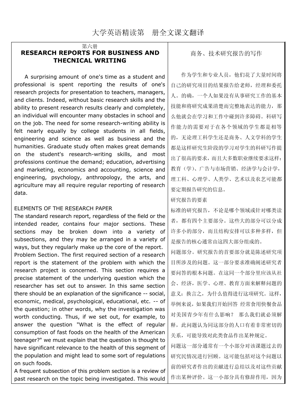大学英语精读第6册课文全文翻译中英对照_第1页