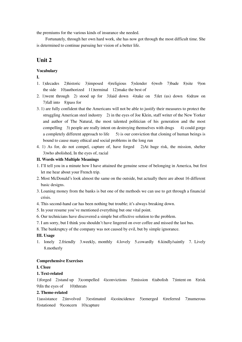 大学英语综合教程3课后练习答案_第2页