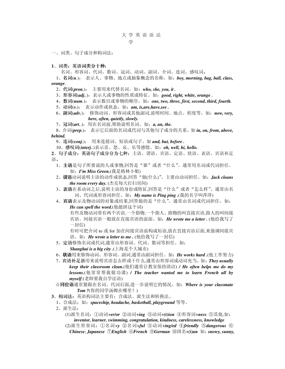 大学英语语法大全_第1页