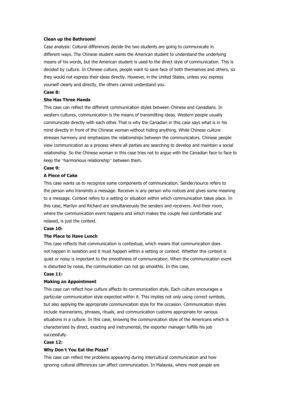 大学英语跨文化交际所有CASE答案_第2页