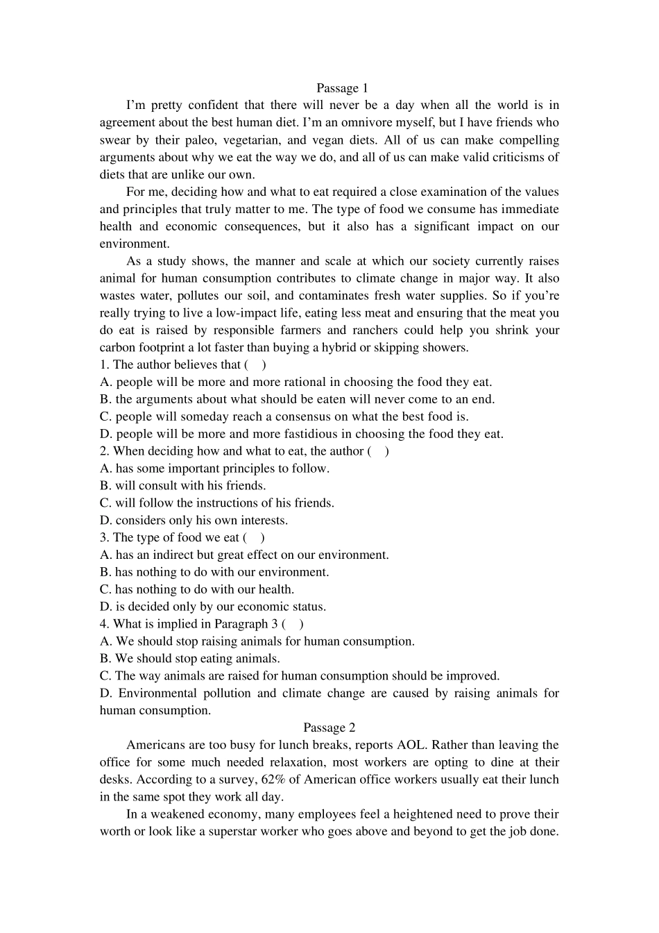 大学英语阅读理解及解答_第1页