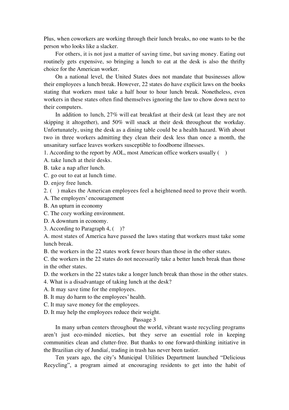 大学英语阅读理解及解答_第2页