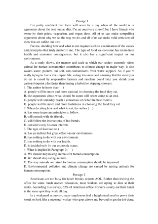 大学英语阅读理解及解答