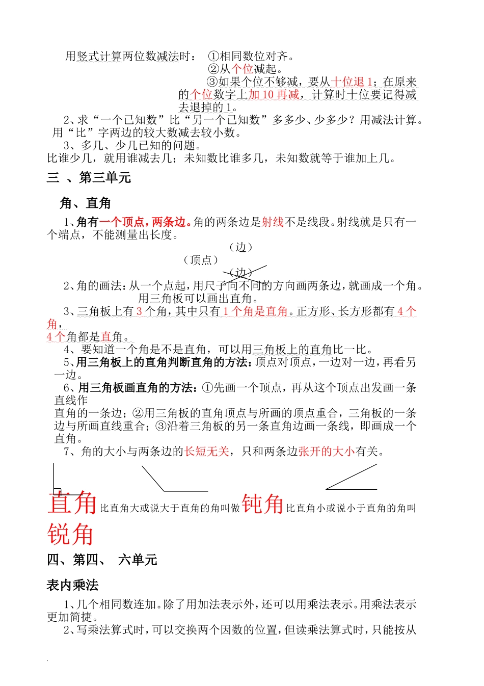 人教版二年级数学上册知识点汇总_第2页