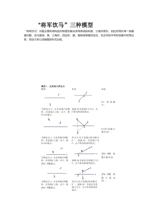 初中数学模型--“将军饮马”三种模型详解