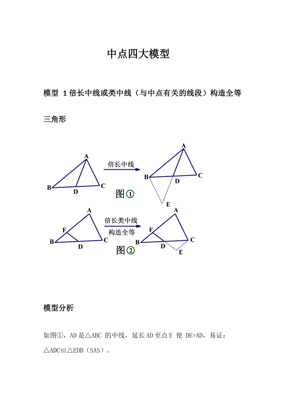 初中数学模型--中点四大模型_第1页