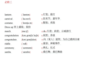 高中英语单元生词和习惯用语-必修3