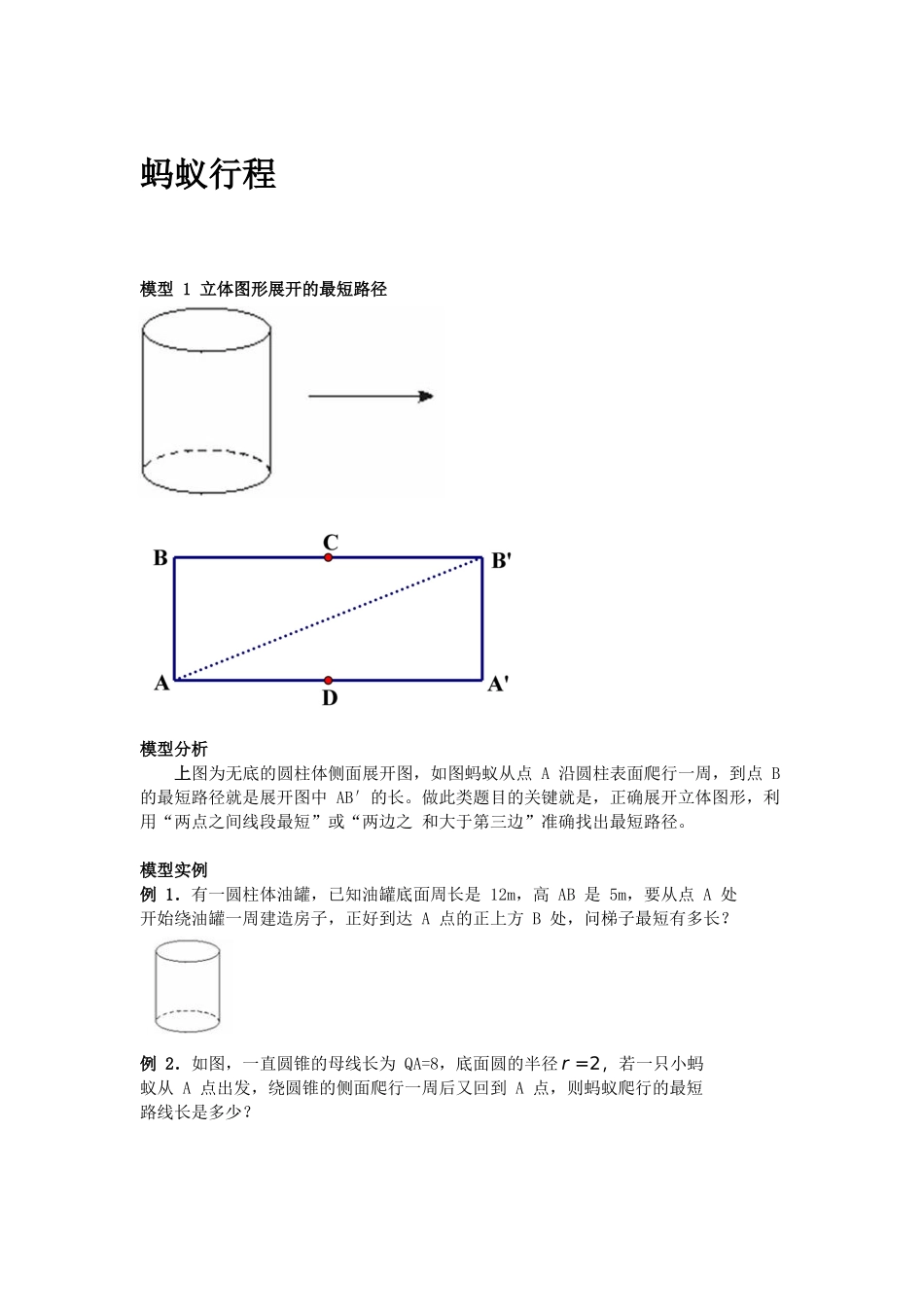 初中数学模型--蚂蚁行程完整_第1页