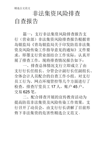 非法集资风险排查自查报告