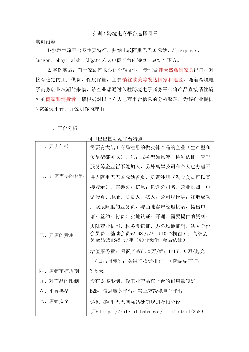 实训1 跨境电商平台选择调研_第1页