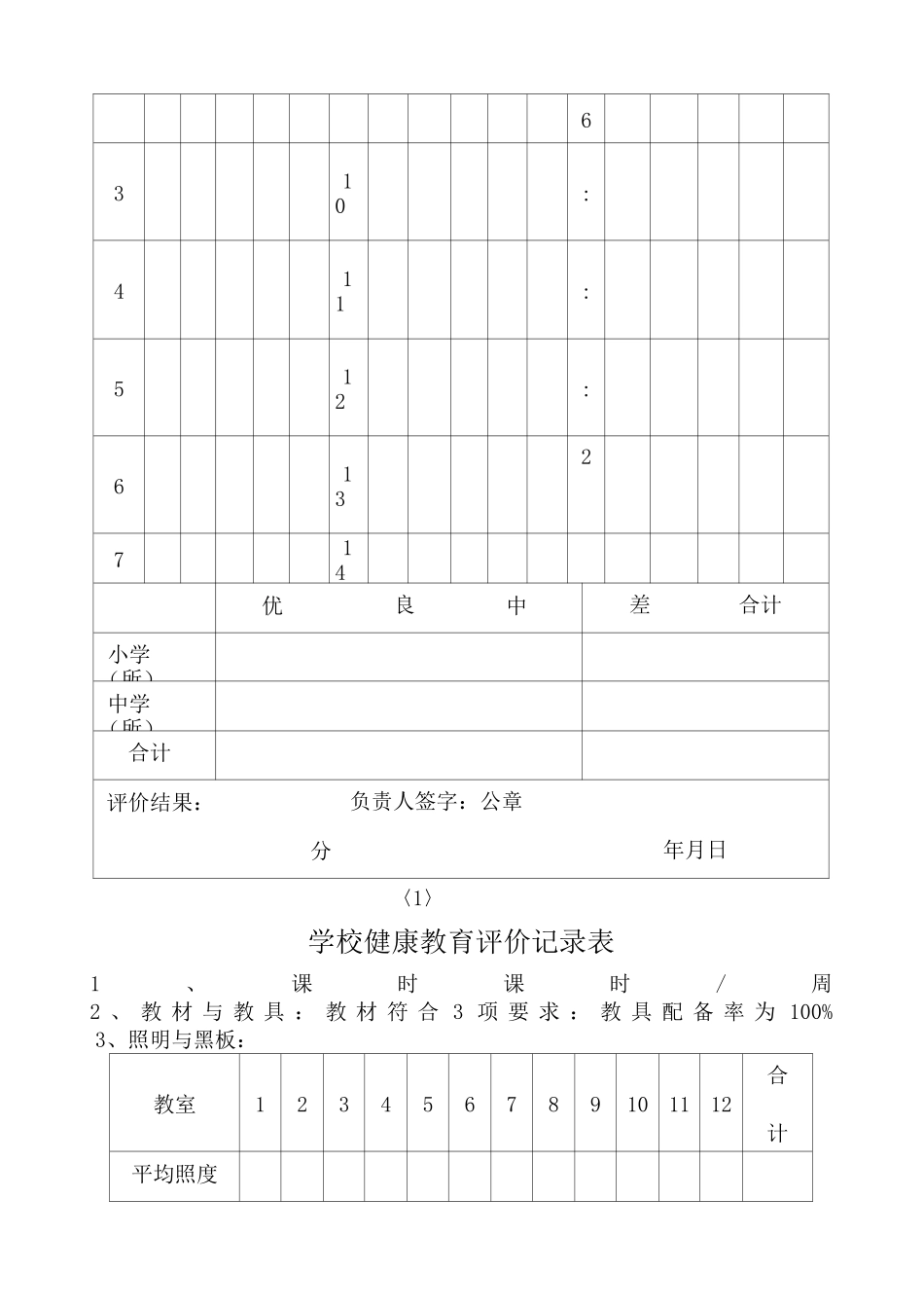 学校健康教育评价记录表_第2页