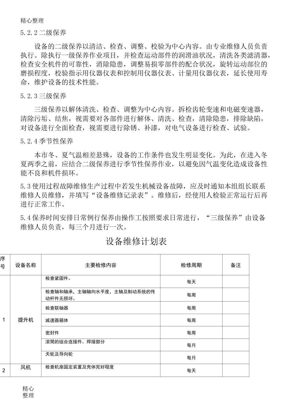 设备维修保养计划表_第3页