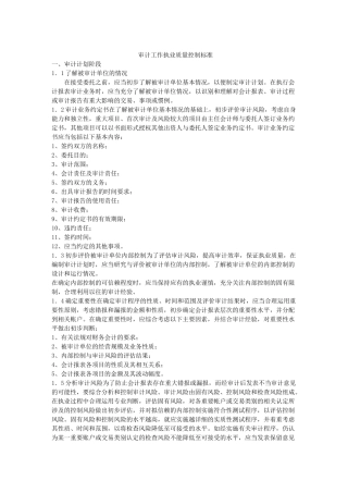 审计工作执业质量控制标准