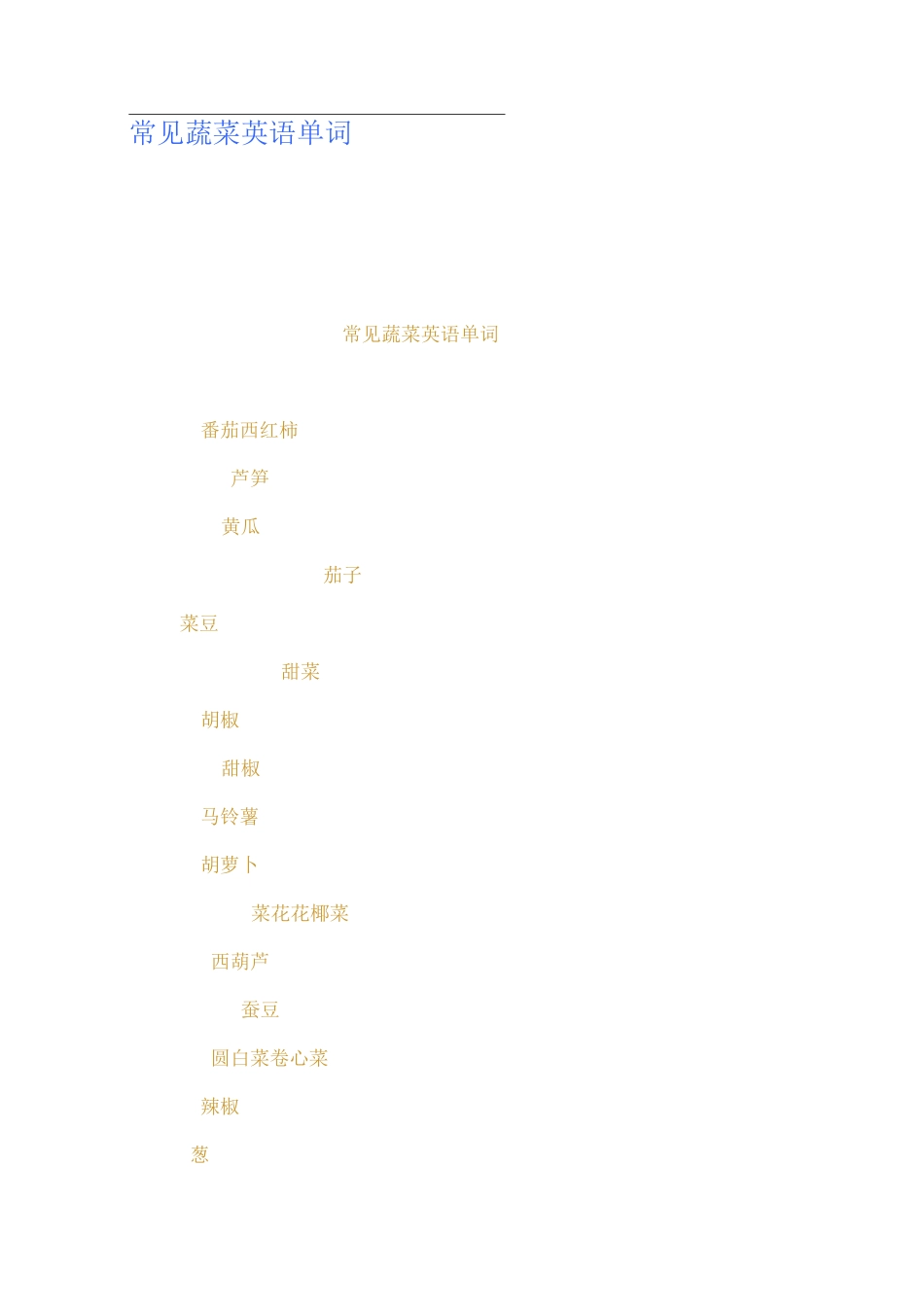 常见蔬菜英语单词_第1页