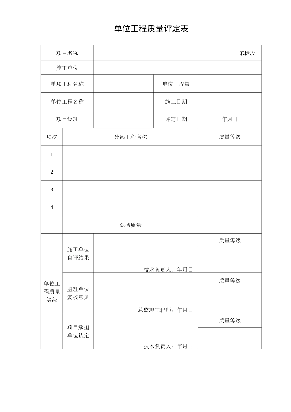 (完整word版)田间道路工程质量评定表_第3页