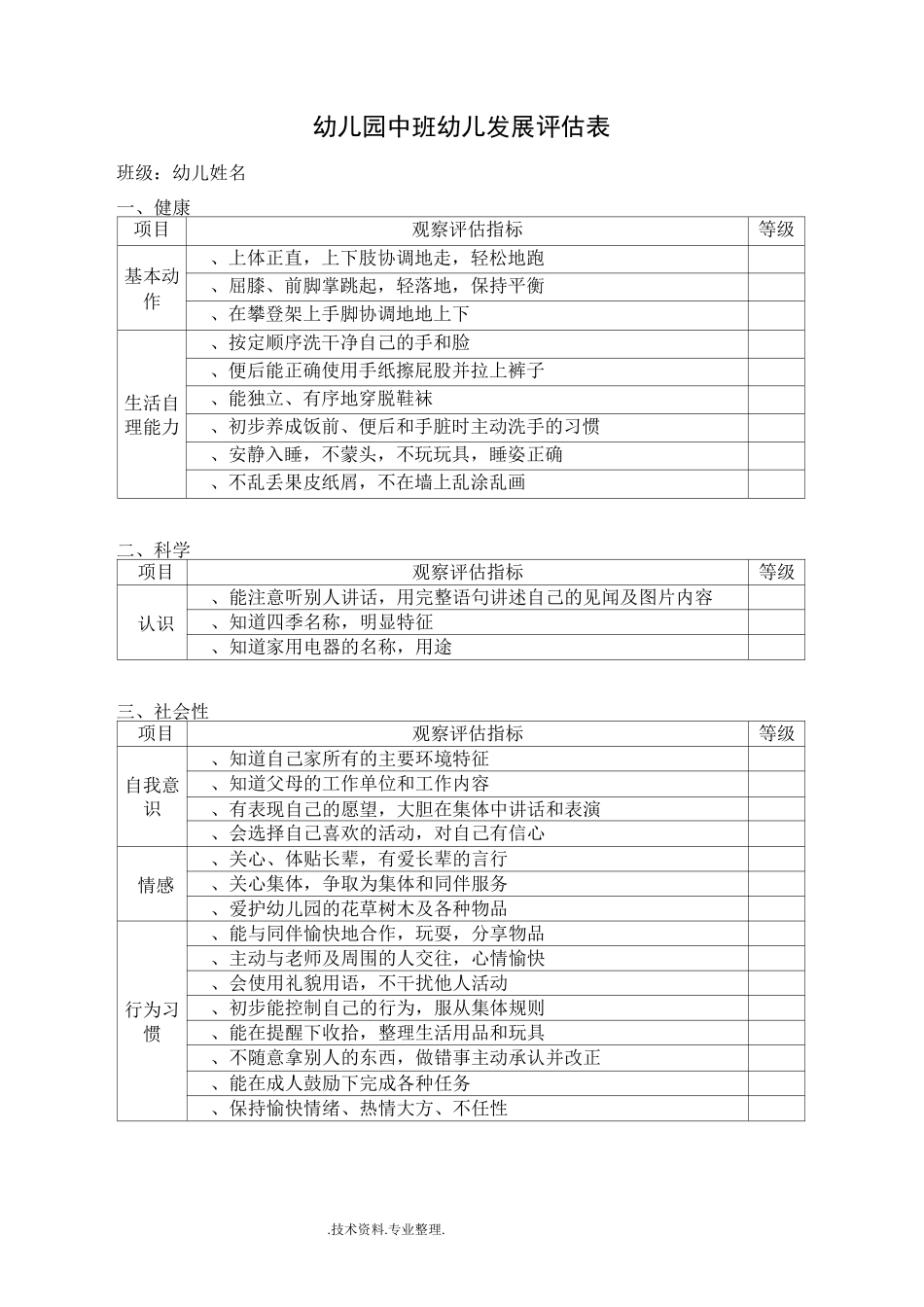 幼儿园幼儿发展评估表_第3页