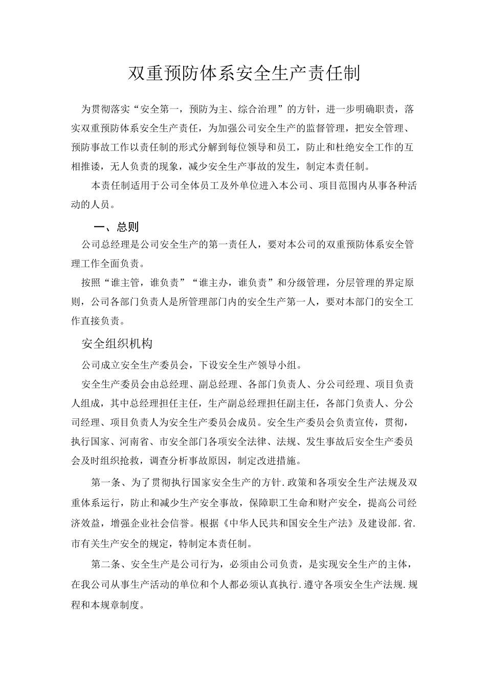 双重体系安全生产责任制_第1页