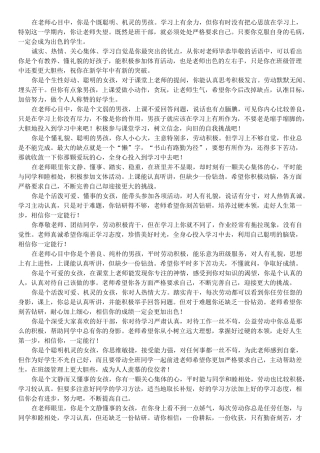 学生素质评价评语