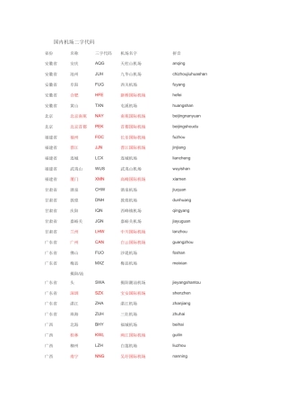 国内机场三字代码