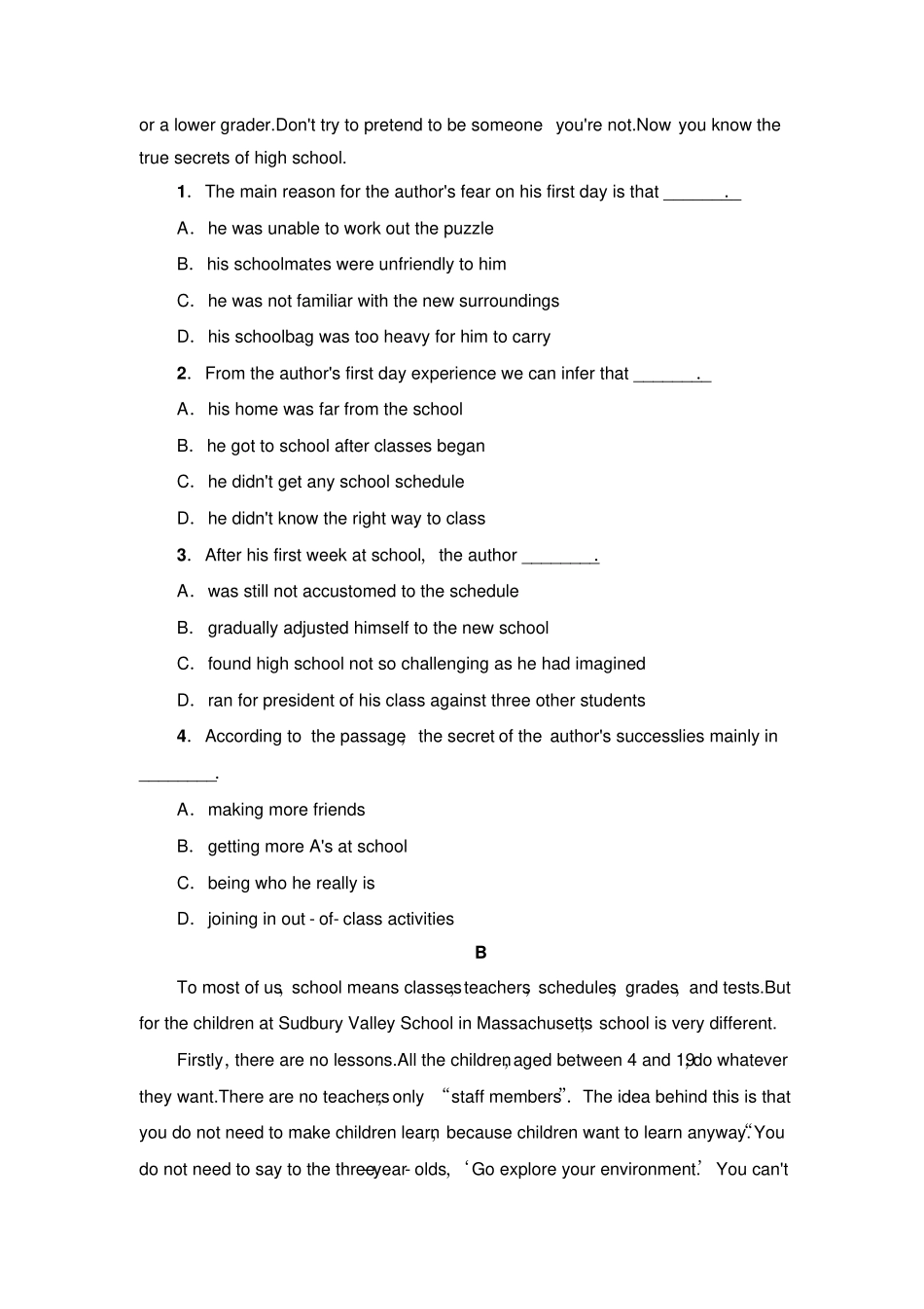 牛津译林版高中英语必修一模块综合测评1_第2页