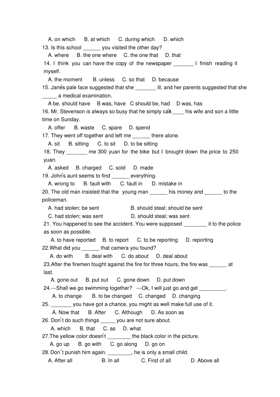 牛津译林版高中英语必修一高一英语模块一Unit2基础检测_第3页