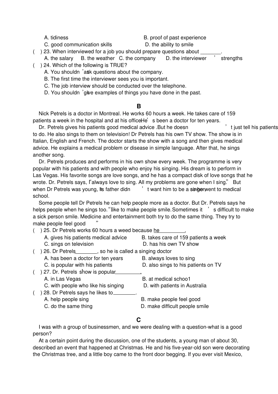 牛津译林版高中英语必修五-高二上学期第一次月考英语试题_第3页