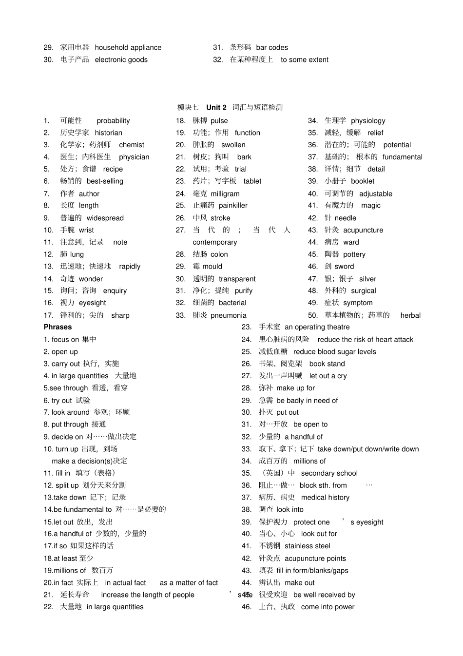 牛津译林版高中英语选修七模块七UnitUnit2词汇与短语检测--教师版_第2页