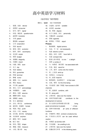 牛津译林版高中英语选修七模块七UnitUnit2词汇与短语检测--教师版