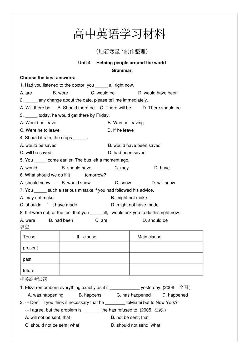 牛津译林版高中英语选修六m6u4作业学生版_第1页