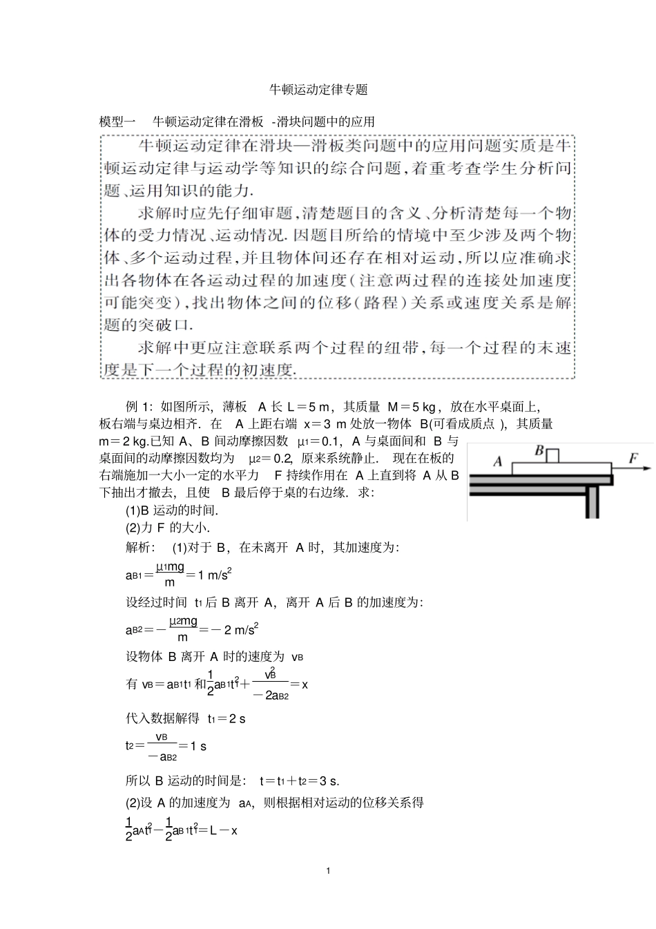 牛顿运动定律专题_第1页