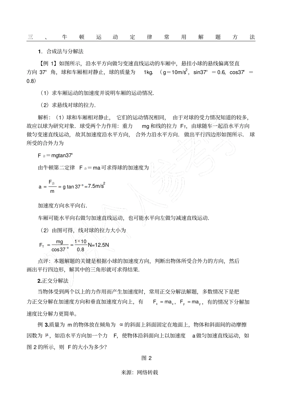 牛顿运动定律常用解题方法_第1页