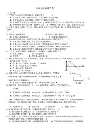 牛顿运动定律练习题经典习题汇总