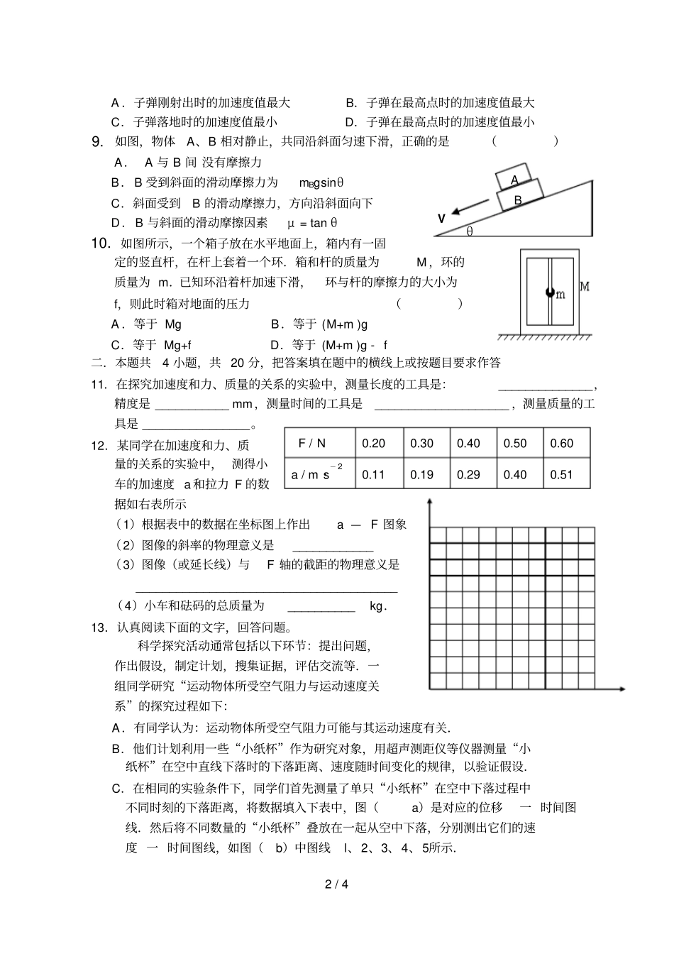 牛顿运动定律综合测试题_第2页