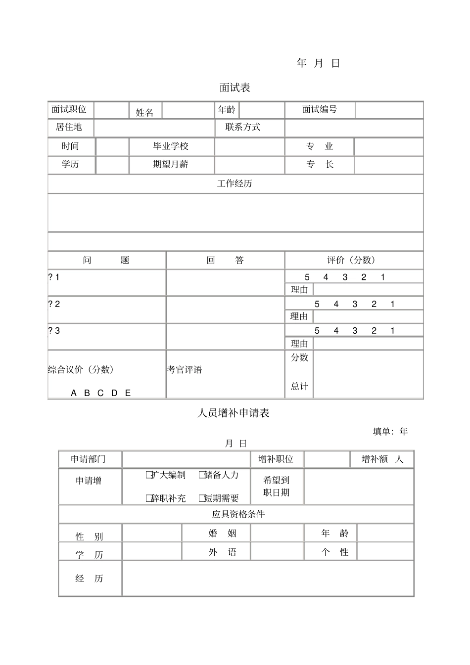 物业公司人事部工作表格_第3页