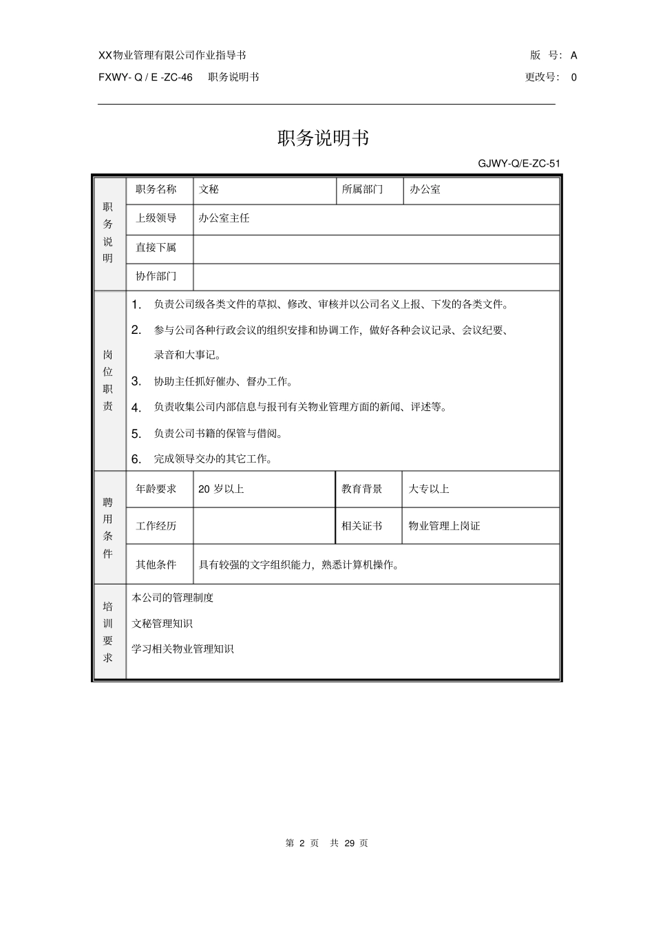 物业公司各岗位任职要求及岗位职责_第2页