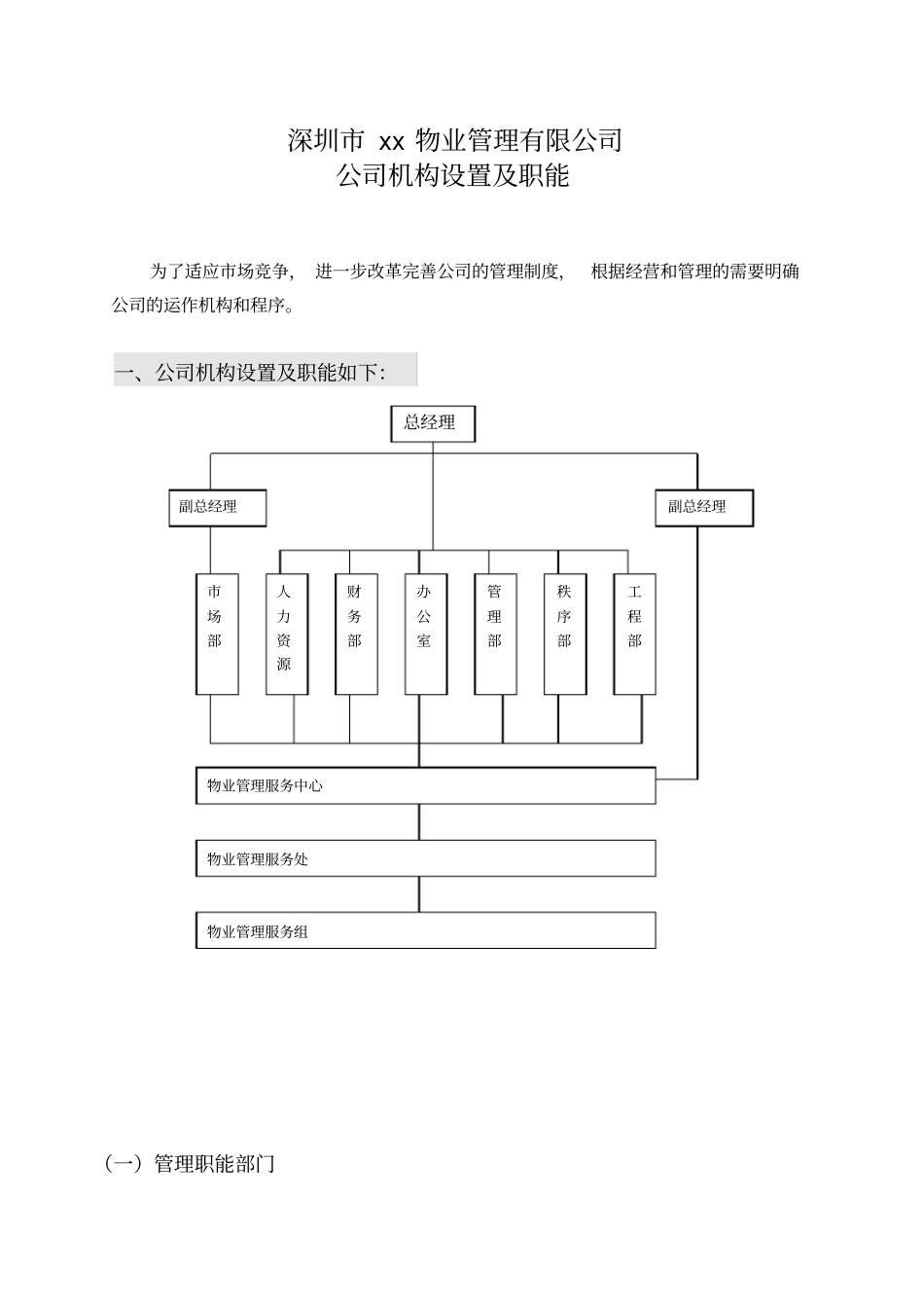 物业公司管理系统机构设置及职能_第1页