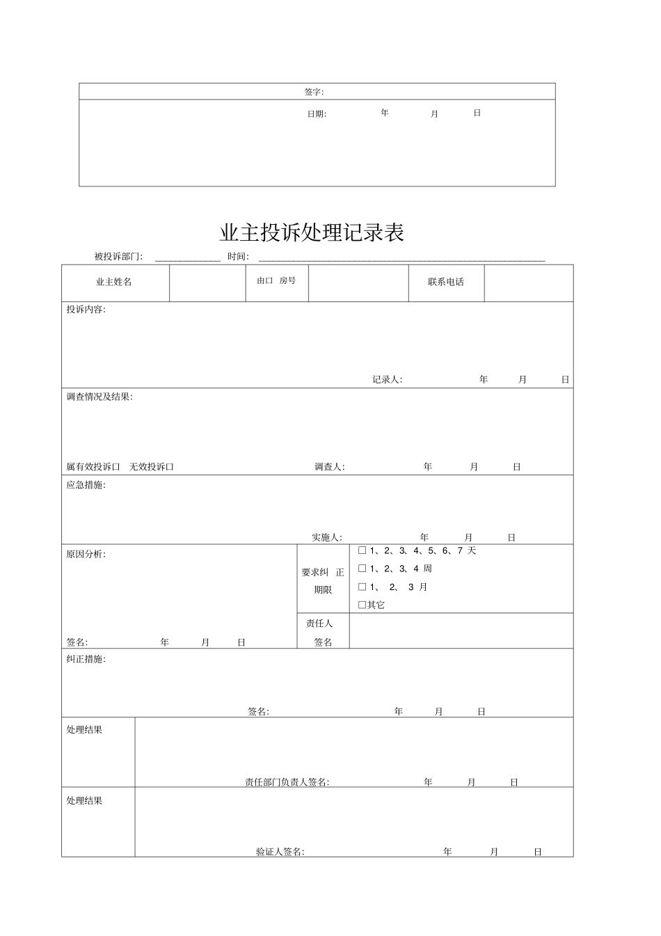 物业客服部工作表格大全_第2页