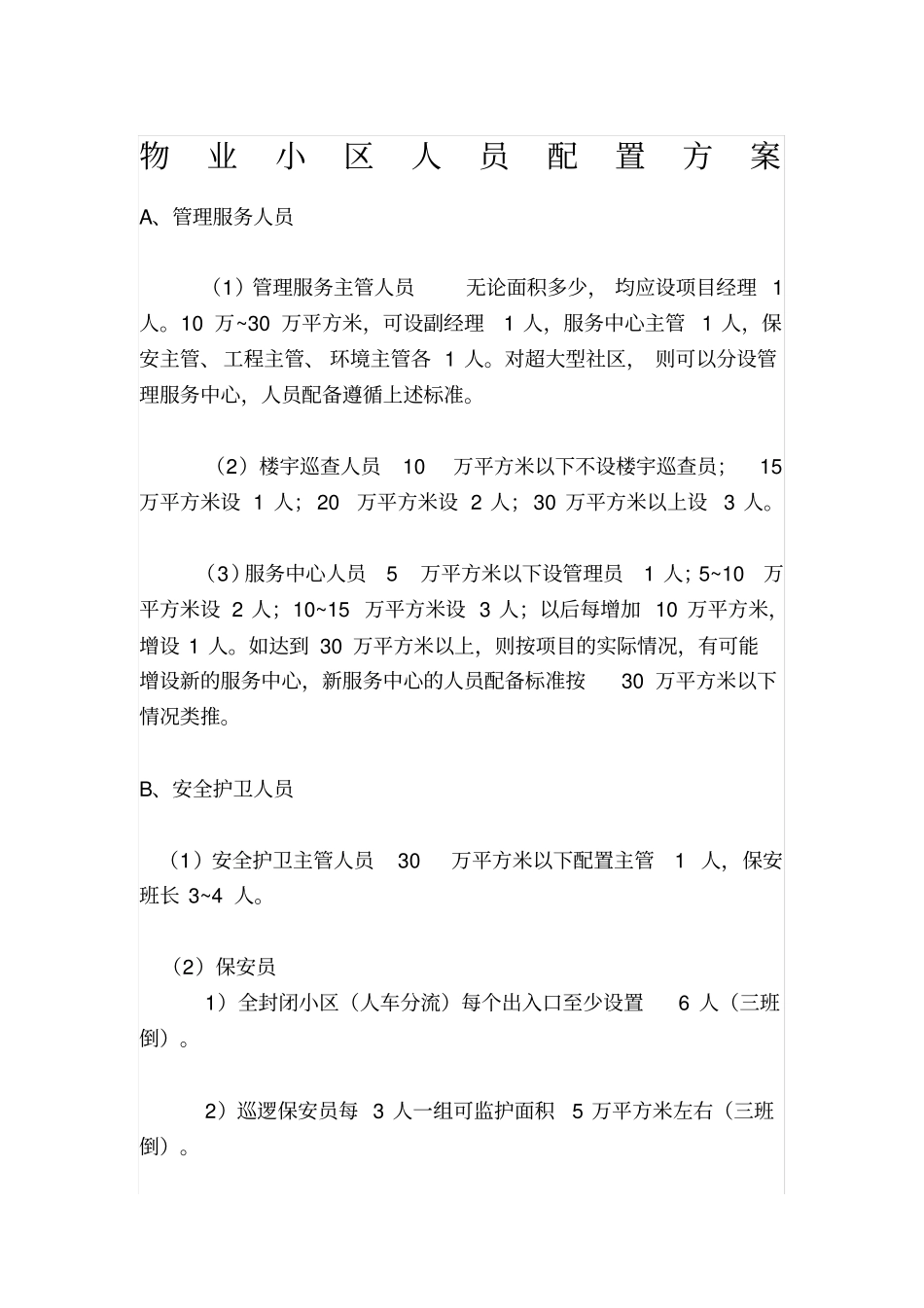 物业小区人员配置方案_第1页