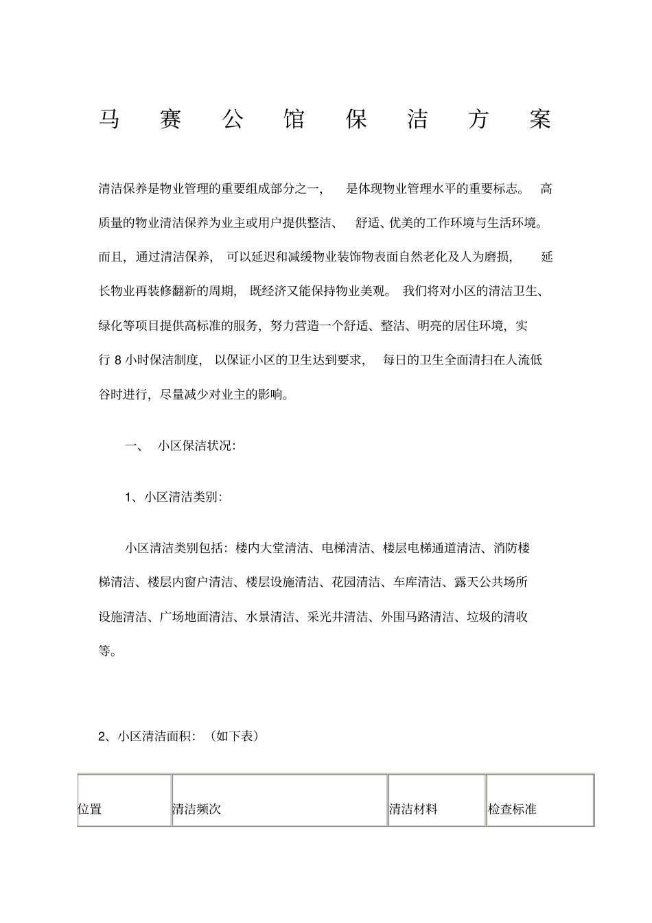 物业小区保洁方案_第1页