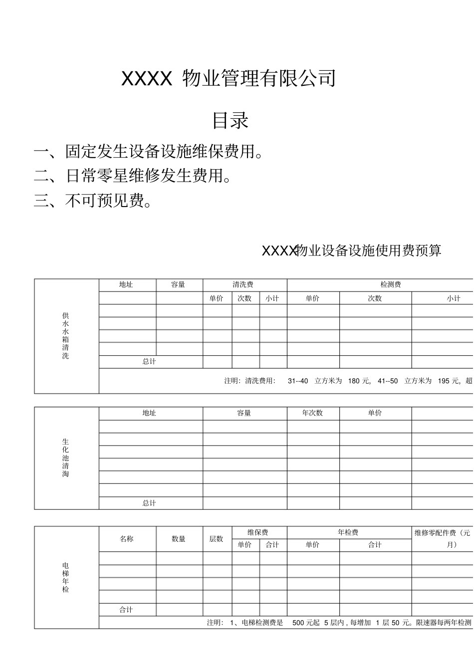 物业工程年预算表_第1页