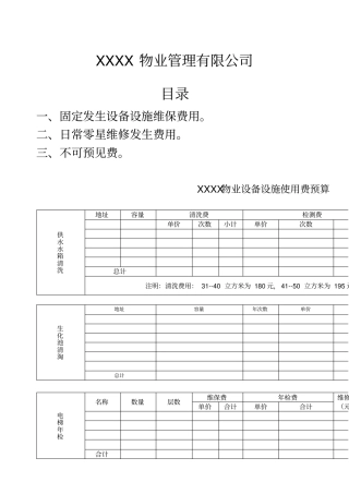 物业工程预算表