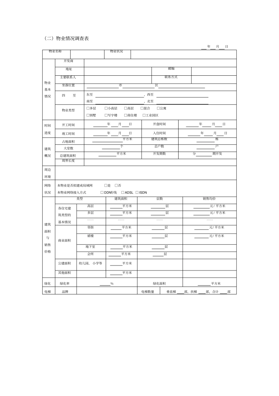 物业情况调查表_第1页