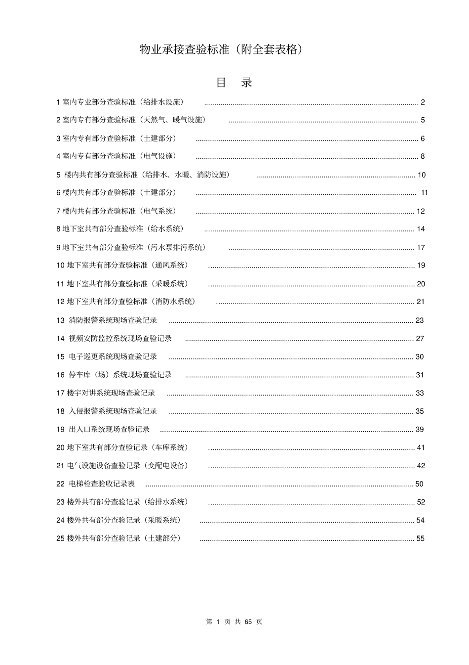 物业承接查验标准附全套表格65_第1页