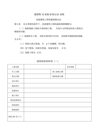 物业承接查验记录表