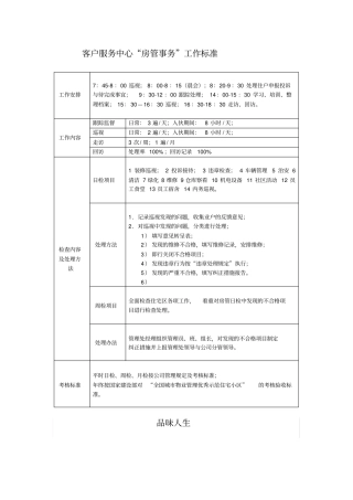 物业服务中心房管事务工作标准