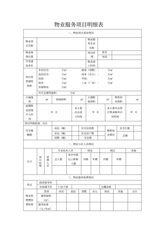 物业服务项目明细表