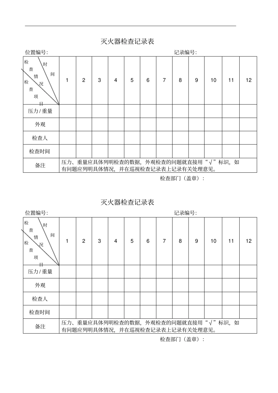 物业灭火器检查记录表_第1页